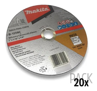 Disco Abrasivo Corte Makita P/inox Pack 20 Pz 7x1/16 B-12500 Plateado