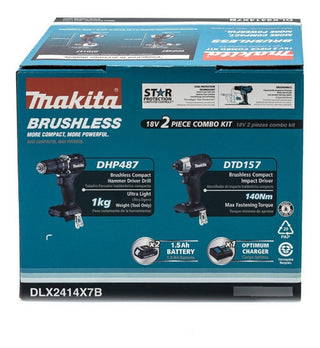 Rotomartillo + Atornillador Makita Dlx2414x7b 18 V Negro