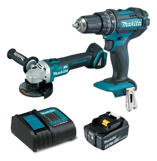 Kit Taladro 1/2 +esmeriladora Brushless Makita Dlx2402st Color Azul