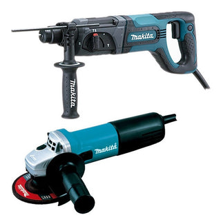 Kit Rotomartillo Y Esmeriladora Angular 41/2 Makita Hr2475x4 Turquesa