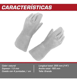 Guantes Soldador 14  De Carnaza Para Trabajo Herrero Lincoln