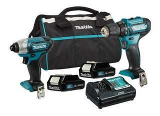 Kit Rotomartillo + Atornillador + 2 Bat Makita Clx228 Turquesa