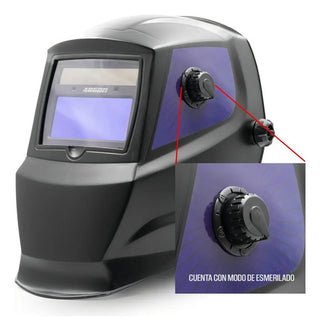 Careta Soldador Electrónica Argon Adwh433 Sombra 9-13 Negra Profesional Negro