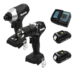 Kit Rotomartillo Inalambrico Y Atornillador Impacto 1/4 Makita Dlx2414x7b Brushless Color Negro