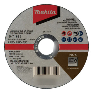 Disco Corte Makita 4-1/2 Acero Inoxidable Delgado 30 Piezas Blanco