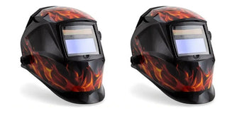 Careta Para Soldar Fotosensible Argon M. Fire Pack 2 Pz Negro Y Flamas