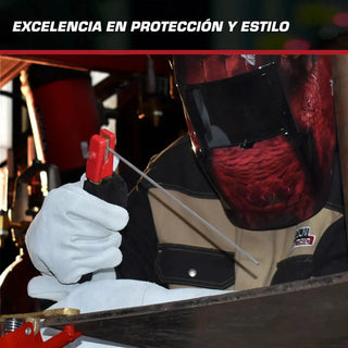 Guantes Soldador 14  De Carnaza Para Trabajo Herrero Lincoln