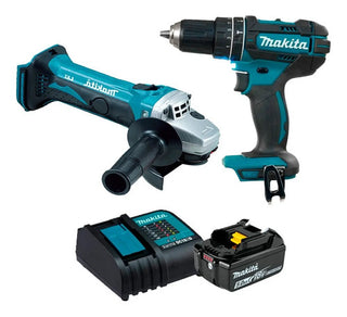 Kit Taladro 1/2 +esmeriladora Brushless Makita Dlx2402st Color Azul