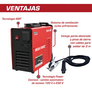 Soldadora Inverter Lincoln Electric Mega Force 175 Gli E Roja Stick Rojo