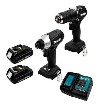 Kit Rotomartillo Inalambrico Y Atornillador Impacto 1/4 Makita Dlx2414x7b Brushless Color Negro