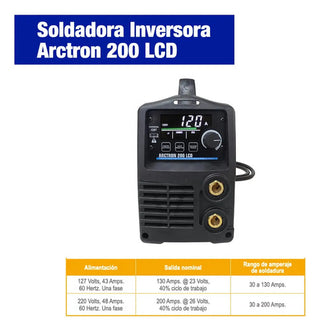 Soldadora Inversora Infra Arctron 200 Lcd 30-200amp Azul