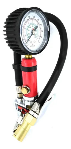 Inflallantas Con Manometro 217 Psi Mikels Rojo Rojo