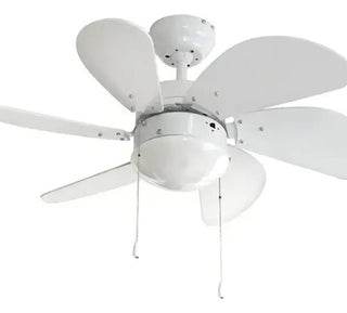 Ventilador De Techo Veker 7662 30 Pulgadas Blanco Aspas Madera Silencioso Con Luz 76.2 Cm 6