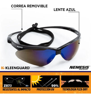 Lentes De Proteccion Jackson Safety Nemesis V30 Espejo Azul