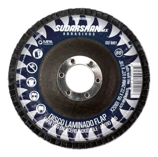 Disco Lija Grano 80 4 1/2 X 7/8 Sudarshan Paquete 20 Piezas Azul