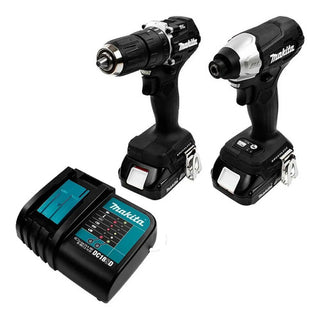 Kit Rotomartillo Inalambrico Y Atornillador Impacto 1/4 Makita Dlx2414x7b Brushless Color Negro