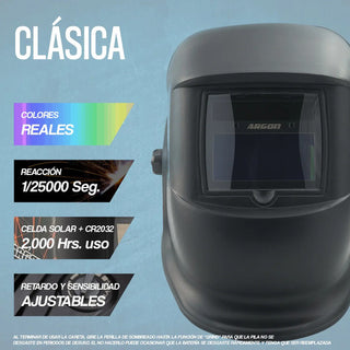 Careta Para Soldar Automática Argon Sombras 9 - 13 Negro Clásico