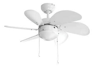 Ventilador De Techo Veker 7662 30 Pulgadas Blanco Aspas Madera Silencioso Con Luz 76.2 Cm 6