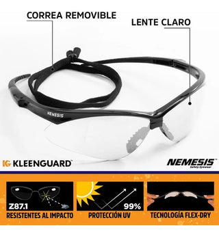 Lentes De Seguridad Para Interior / Exterior Nemesis  Claro Espejo