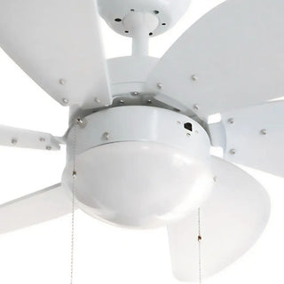 Abanico De Techo Veker 7662 Blanco 6 Aspas Luzerna 76.2 Cm Blanco Madera 6