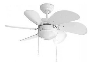 Ventilador De Techo Veker 7662 Con 6 Aspa 30  Diámetro 127v 76.2 Cm Blanco Madera 6