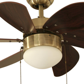 Ventilador Para Techo 30 3 Vel. 60w, 6 Aspas Nog Veker 7663 76.2 Cm Latón Antiguo Nogal Madera 6