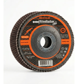 Disco De Lija Grano 40 Tipo 29 4 1/2 X 7/8 (paq. 20 Pz) Negro Y Naranja