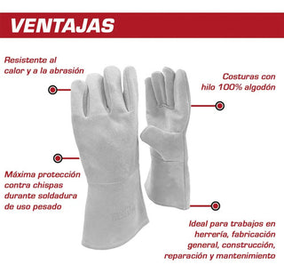 Guantes Soldador 14  De Carnaza Para Trabajo Herrero Lincoln