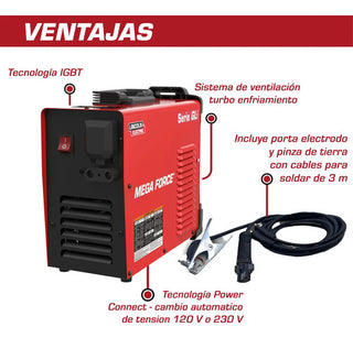 Soldadora Inverter Lincoln Electric Mega Force 225 Gli Color Rojo/negro