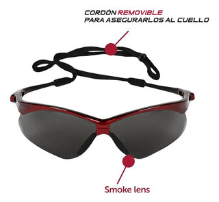 Lentes De Seguridad Nemesis 22611 Rojo Humo Protección Uv Ansi Industria