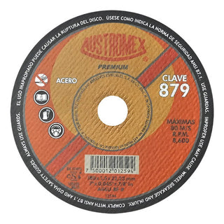 Disco De Corte Metal 7x1/16x7/8 Premium 879 Austromex 10 Pzs Naranja Y Amarillo