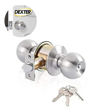 Cerradura Perilla Bola Puerta Recamara + 3 Llaves Inoxidable Plateado