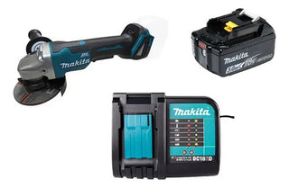 Esmeriladora Inalambrica Makita Dga458 + Batería18v+cargador Azul Petróleo