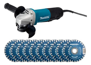 Esmeriladora Makita 9557hpg + Disco Corte Sudarshan Pro 10pz Turquesa Y Negro 60 Hz