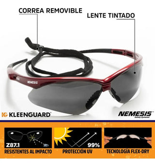 Nemesis Lentes De Seguridad Kleenguard V30 Rojo Smoke 22611