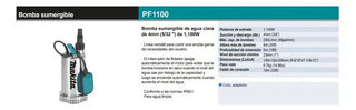 Bomba Sumergible 1- 1/2 C.f. Ac. Inox. Pf1100 Makita Color Azul Petroleo