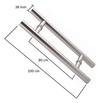 Jaladera Acero Inoxidable Satín H 1 Mt Calibre Resistente Plateado