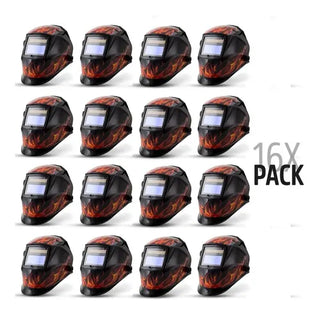 Careta Electrónica Automática Argón S. 9-13 Fire Pack 16 Pzs Negro Y Flamas