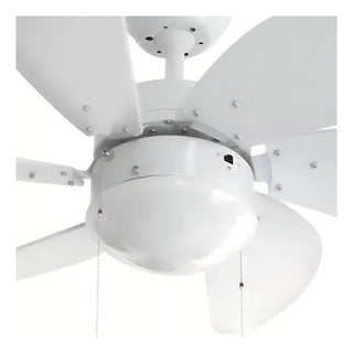 Ventilador De Techo Veker 7662 30 Pulgadas Blanco Aspas Madera Silencioso Con Luz 76.2 Cm 6