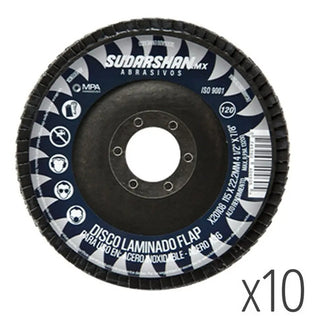 Paquete Discos Laminados Sudarshan Grano 40 Y 120 10 Pzs C/u Azul Y Negro