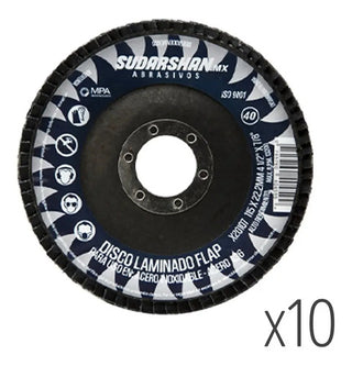 Paquete Discos Laminados Sudarshan Grano 40 Y 60 10 Pzs C/u Negro