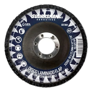 Disco Laminado Sudarshan Grano 80 4-1/2 Paquete 10 Piezas Negro Y Azul
