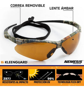 Lentes De Seguridad Nemesis Jackson Safety Camuflaje Bronce