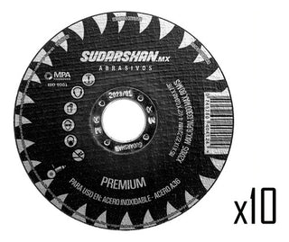 Discos De Corte Metal 4 1/2 Sudarshan Pack 10 Prem Y 10 Pro Azul Y Negro
