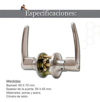 Cerradura Manija Dexter Granito Puerta Recámara Principal Satinado 6636