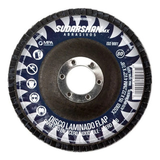 Paquete De 5 Disco De Lija Grano 80 Tipo 29 4 1/2 X 7/8 Azul Negro