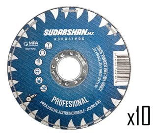 Discos De Corte Metal 4 1/2 Sudarshan Pack 10 Prem Y 10 Pro Azul Y Negro