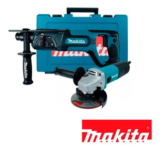 Kit Rotomartillo Y Esmeriladora Angular 41/2 Makita Hr2475x4 Turquesa