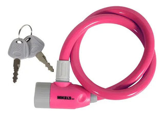 Candado Bicicleta Moto Cable Flexible Niña 65cm 12mm Mikels Rosa