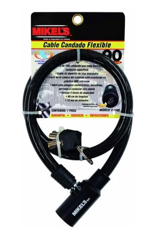 Candado Cable Flexible Con Llaves 90cm Longitud